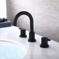 Aquacúbico Cupc Tres hoyos Matte Negro Black Montar montado en el fregadero de baño extendido